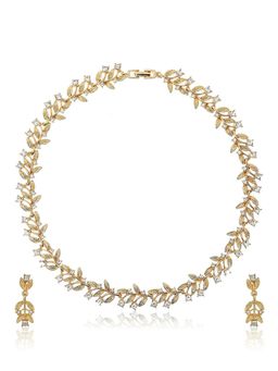 Estele - Gold Plated Sparkling Necklace Set with Crystals for Women